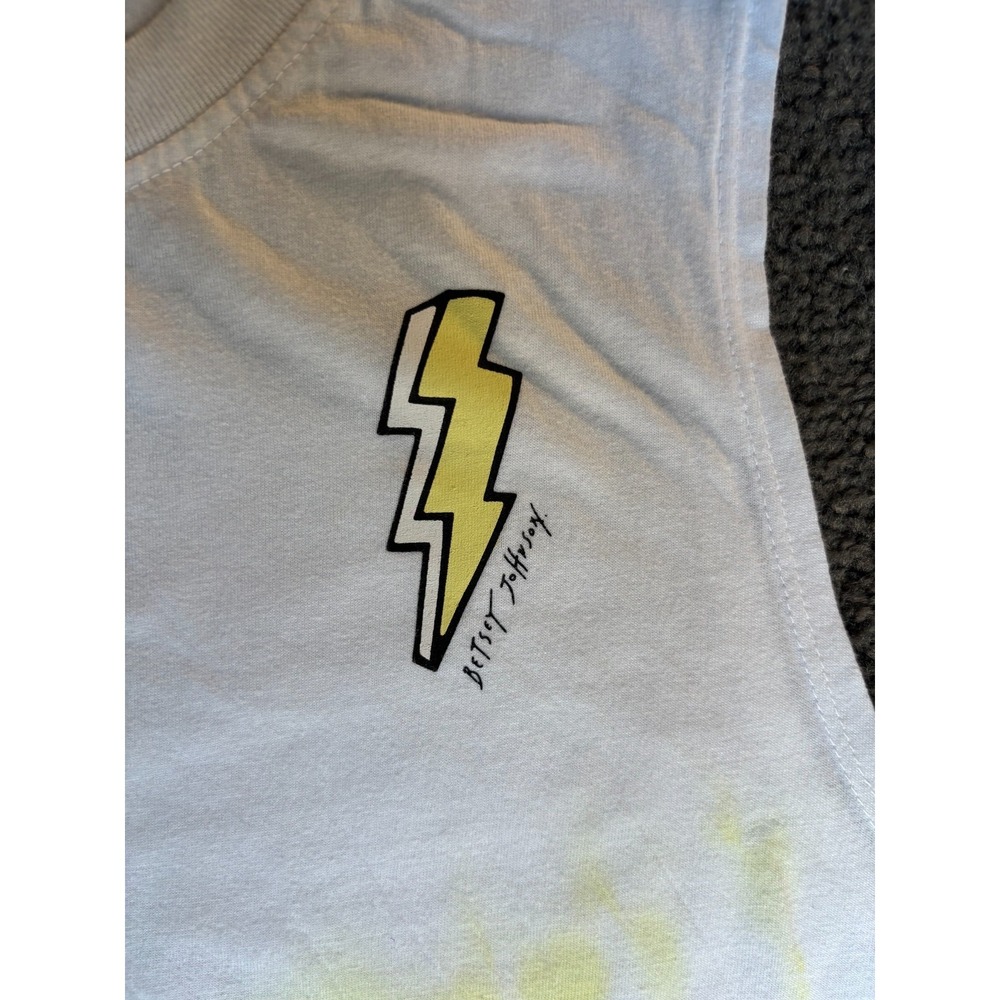 Betsey Johnson Performance Muscle Tank Top Women's Medium White Rainbow-Colored - Picture 4 of 6